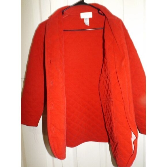 Talbots Petites PP Red Quilted Cotton Jacket Pockets Button Up - Picture 4 of 9